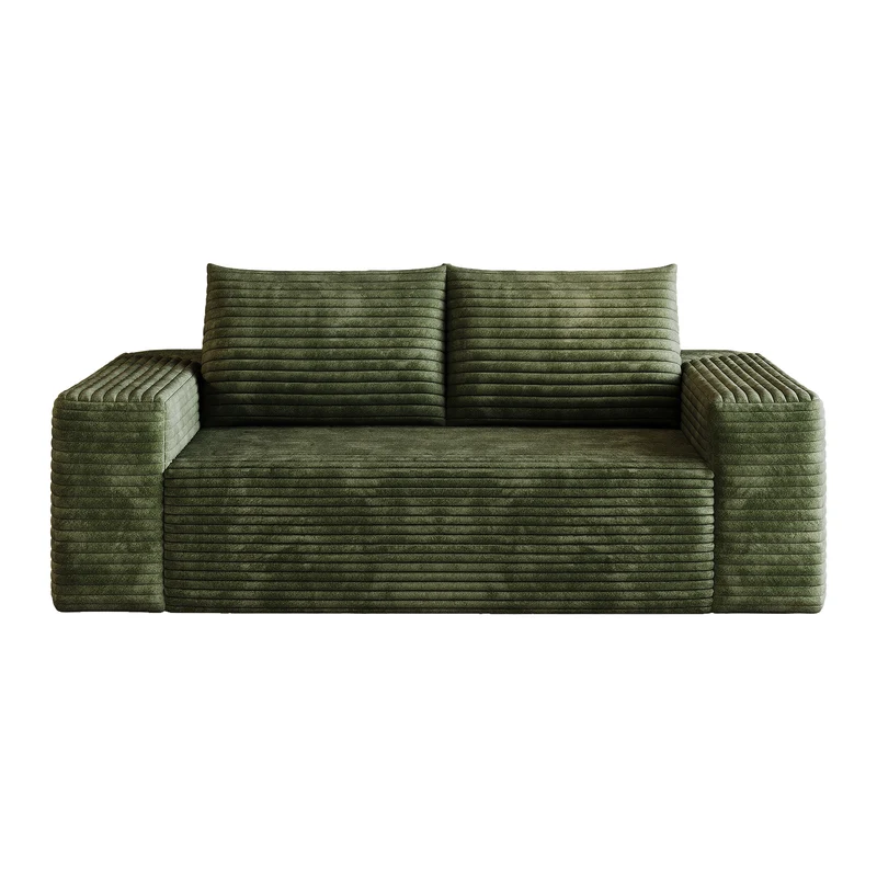 Canapé 2 places Loveseat en velours côtelé vert sans montage 180x90x83cm MODERNCURTAINHOME
