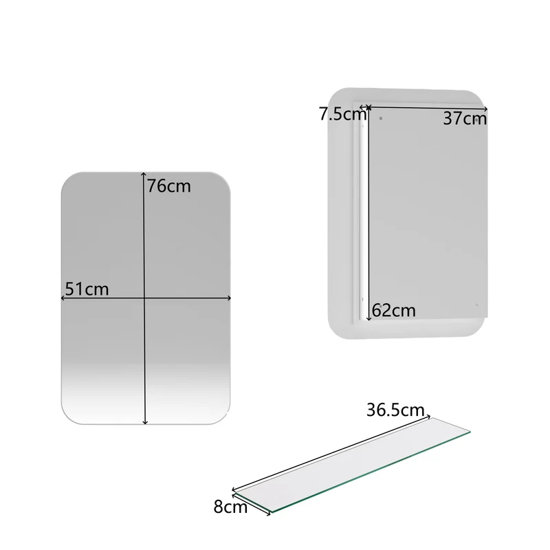 Armoire de toilette miroir rectangulaire blanche, à encastrer ou mural, 76x51cm PAPYRUSSCROLL