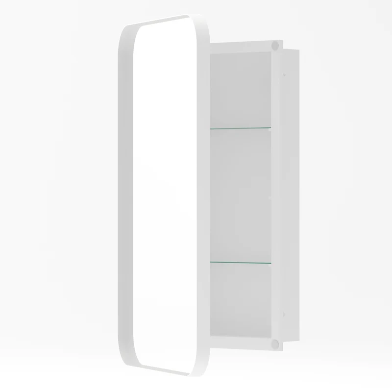Armoire de toilette miroir rectangulaire blanche, à encastrer ou mural, 76x51cm PAPYRUSSCROLL