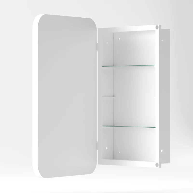 Armoire de toilette miroir rectangulaire blanche, à encastrer ou mural, 76x51cm PAPYRUSSCROLL