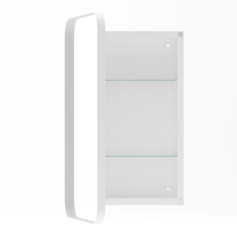 Armoire de toilette miroir rectangulaire blanche, à encastrer ou mural, 76x51cm PAPYRUSSCROLL