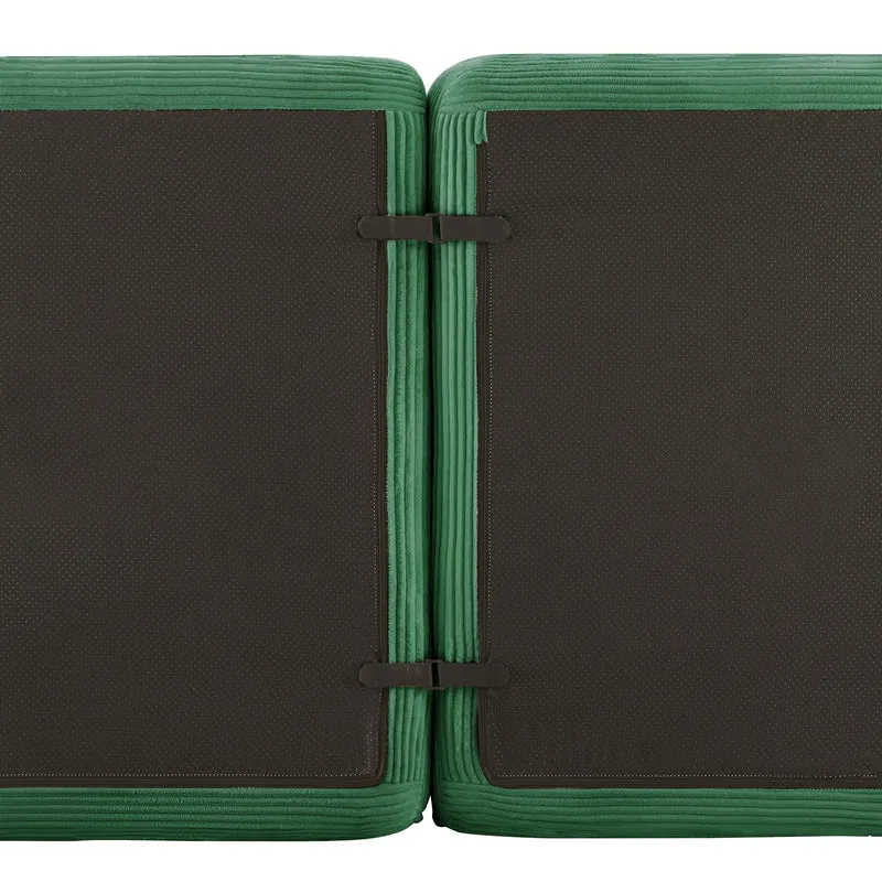 Canapé modulable 2 places en velours côtelé vert 204x104cm MINIMALISTCORNERSET
