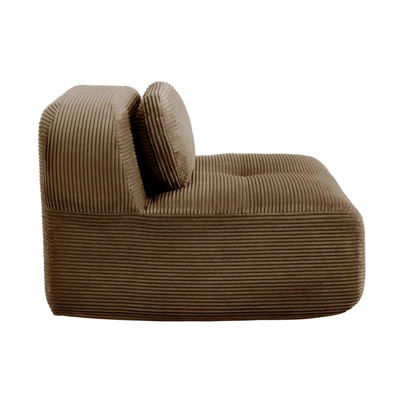 Fauteuil canapé 1 place sans accoudoirs en velours côtelé marron, sans montage MINIMALISTCONSOLEHOM