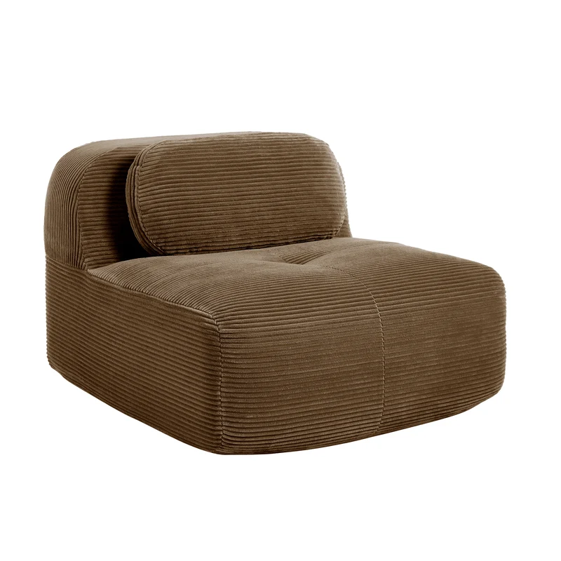 Fauteuil canapé 1 place sans accoudoirs en velours côtelé marron, sans montage MINIMALISTCONSOLEHOM