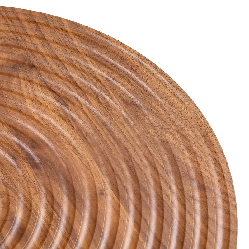 Table basse ronde Ø60 cm en noyer avec plateau texturé motif cernes d'arbre MINIMALISTCEILINGSET