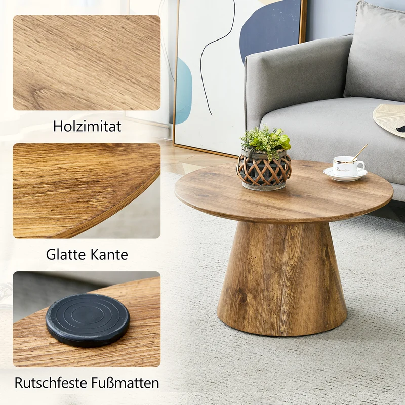 Table basse ronde Ø60 cm effet bois naturel au design scandinave MINIMALISTORGANIZER