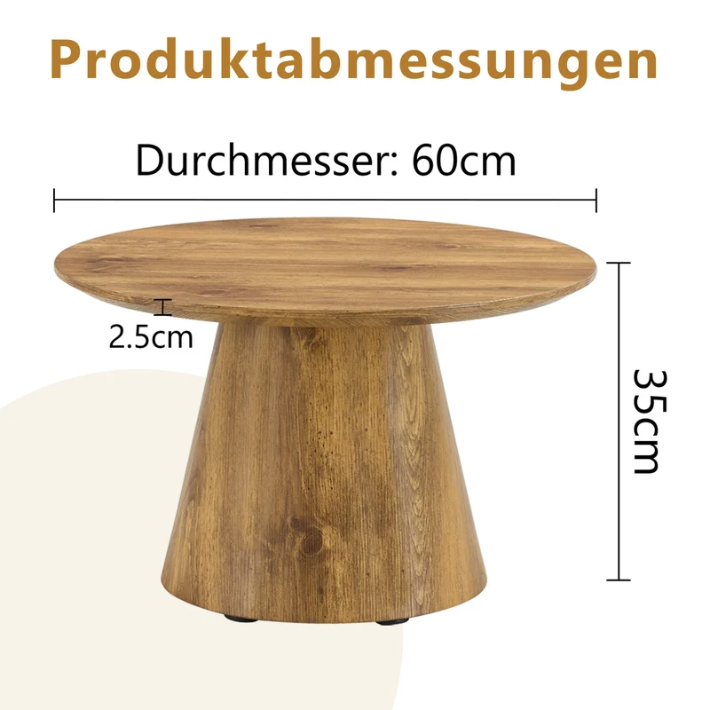 Table basse ronde Ø60 cm effet bois naturel au design scandinave MINIMALISTORGANIZER