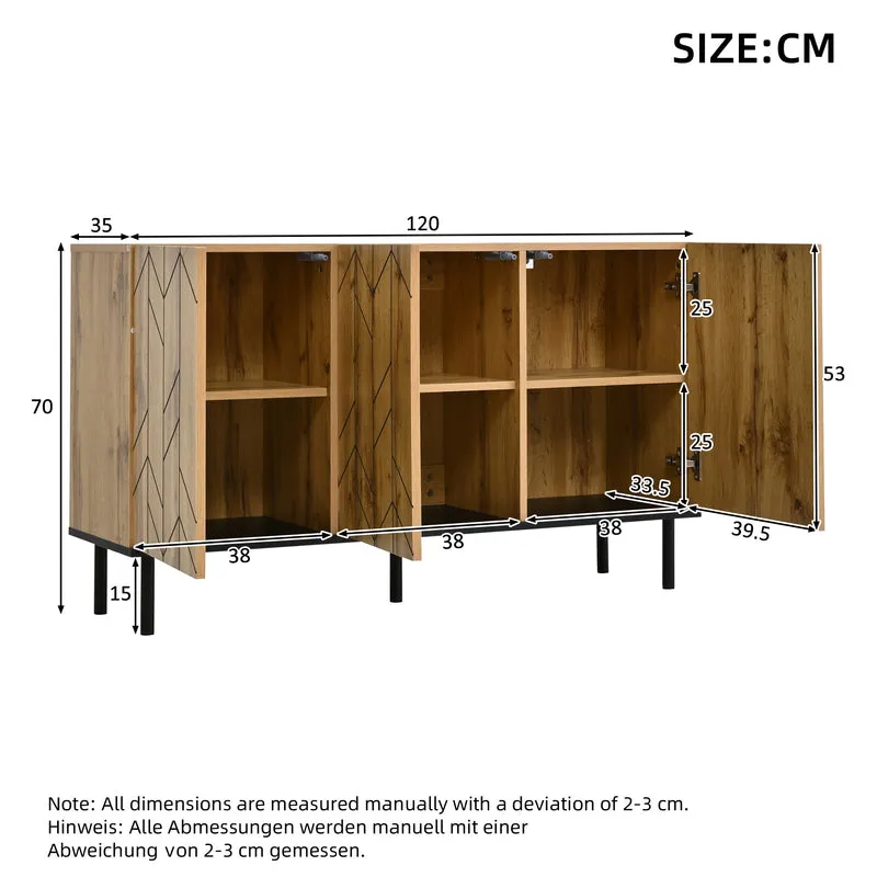 Buffet effet bois design chevron 3 portes battantes 120x35x70cm ITALIAN SCREEN