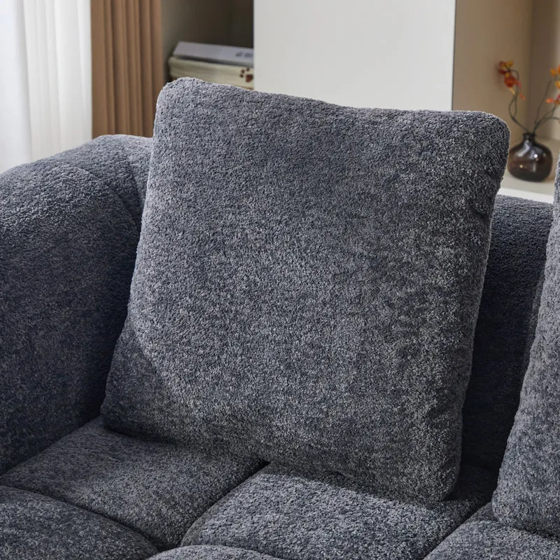 Canapé 4 places en velours gris foncé avec coussins tissu résistant et anti-taches FLOATING FABRIC LINE
