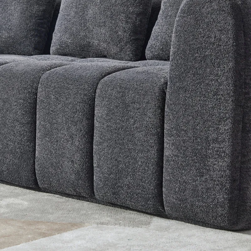 Canapé 4 places en velours gris foncé avec coussins tissu résistant et anti-taches FLOATING FABRIC LINE