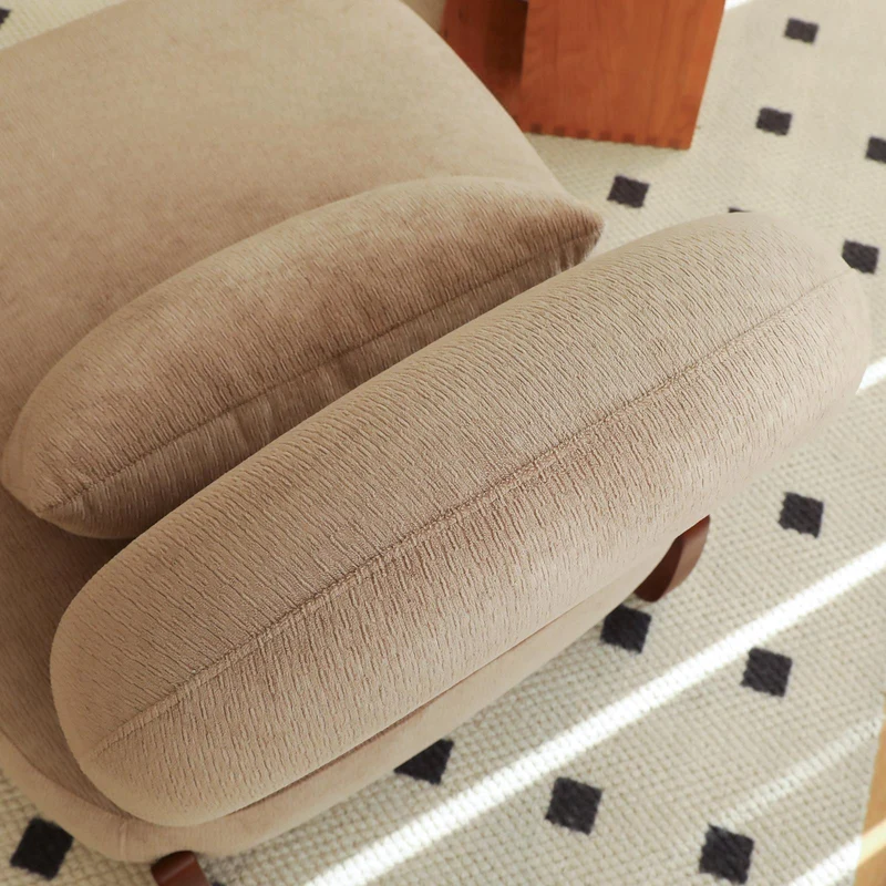 Fauteuil moderne camel revêtement en velours camel et pieds en bois massif FLEX STONE LINE