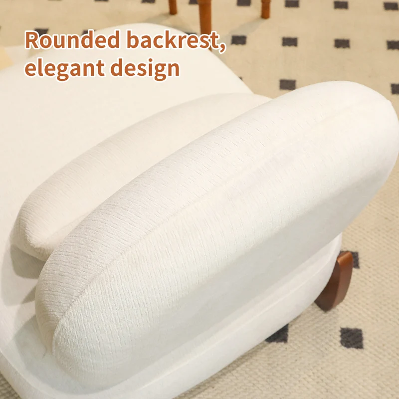 Fauteuil moderne blanc revêtement en tissu doux et pieds en bois massif FLOATING CHERRY LINE