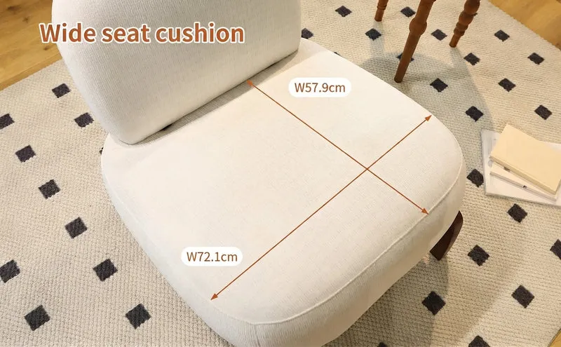 Fauteuil moderne blanc revêtement en tissu doux et pieds en bois massif FLOATING CHERRY LINE