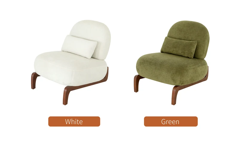 Fauteuil moderne blanc revêtement en tissu doux et pieds en bois massif FLOATING CHERRY LINE