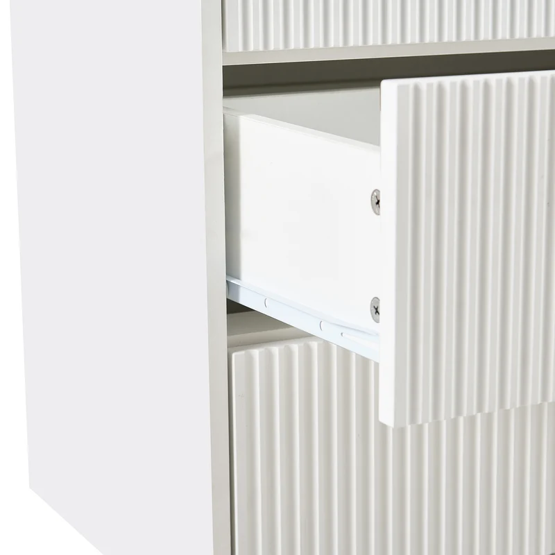 Buffet commode 6 tiroirs blanche accents dorés 120x40x72cm HALOICITY