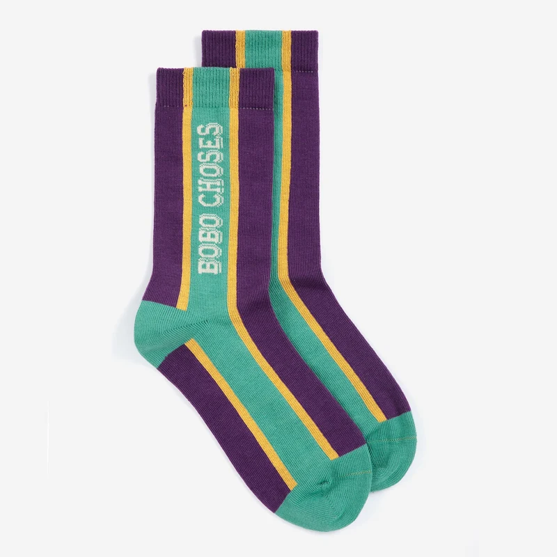 Chaussettes hautes | kid - Bobo rayé vert