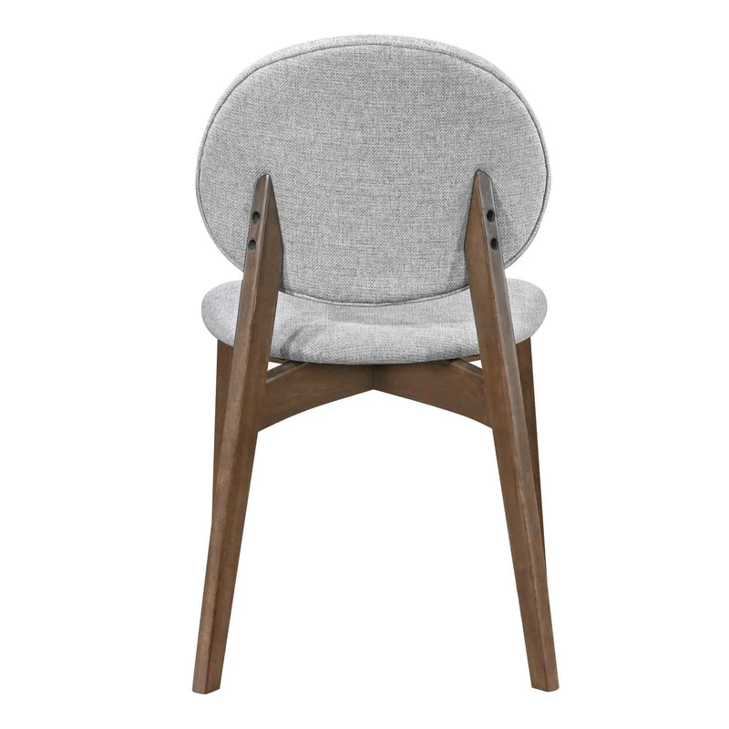 Chaise repas tissu gris clair pied noyer