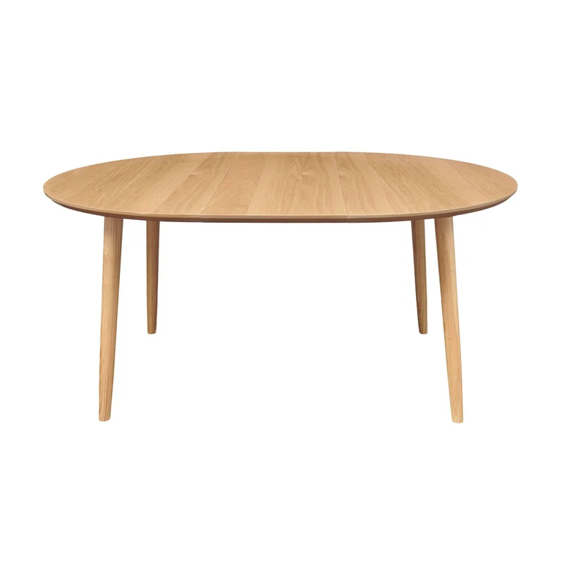Table repas 120-200 cm placage chêne avec 2 allonges