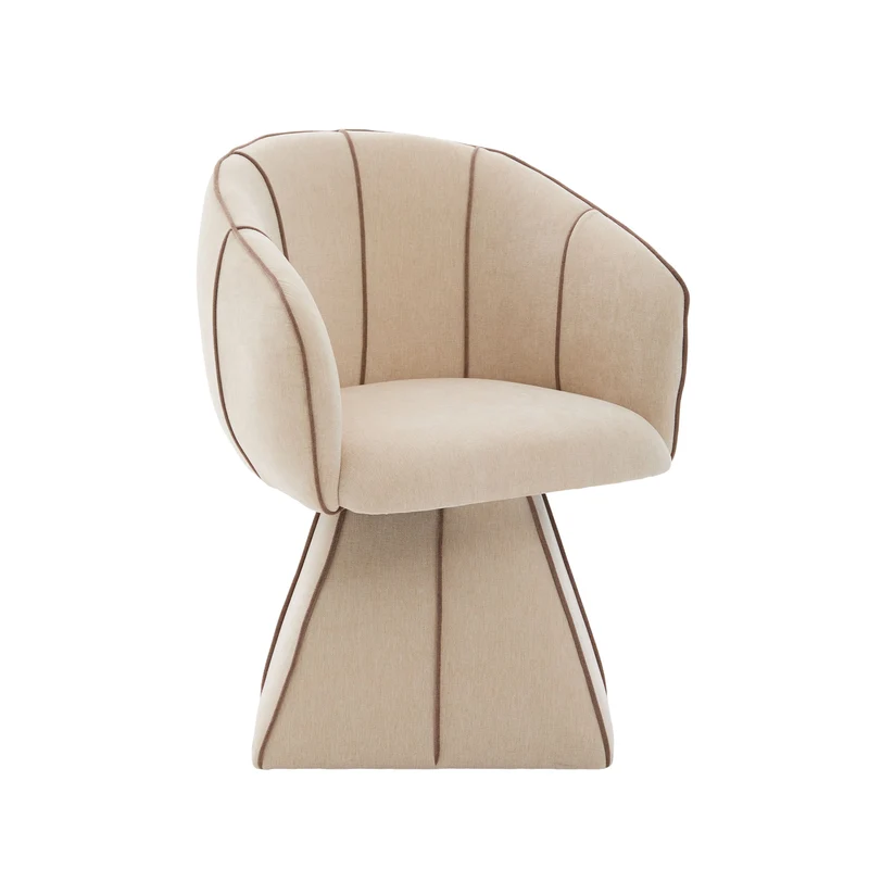 Fauteuil pivotant 360° en chenille beige clair dossier haut 56x54x74,5cm FLEX CONCRETE STYLE