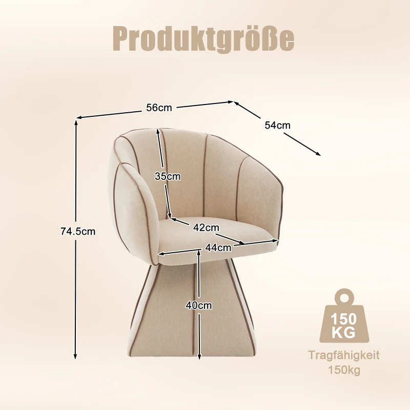 Fauteuil pivotant 360° en chenille beige clair dossier haut 56x54x74,5cm FLEX CONCRETE STYLE