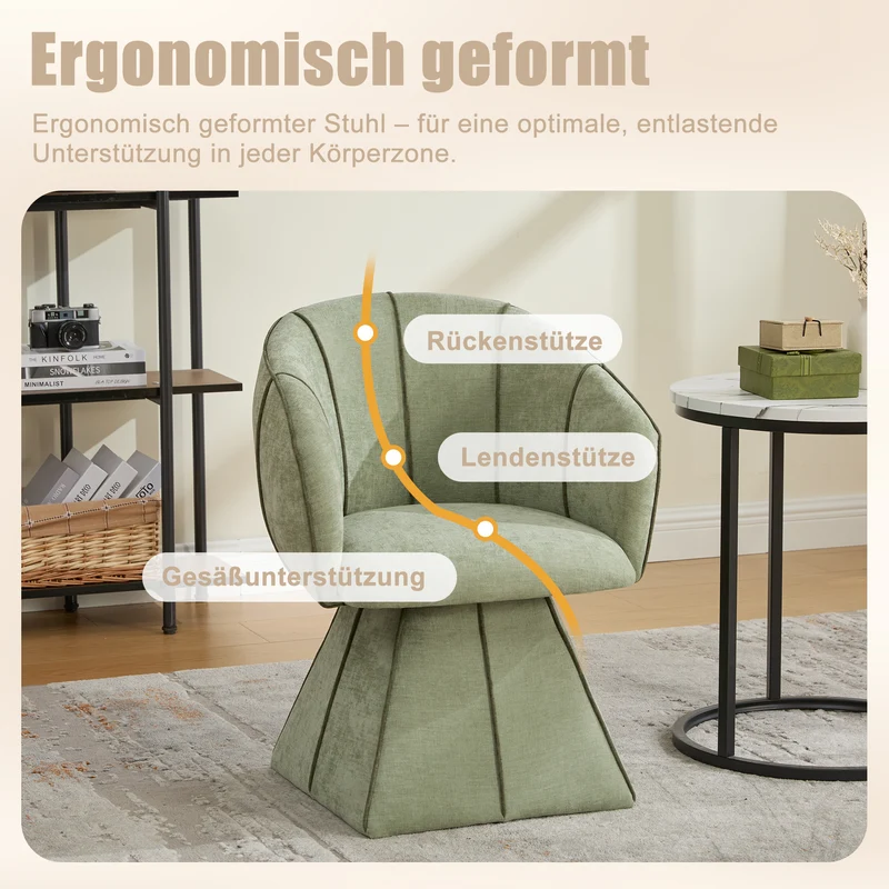 Fauteuil pivotant 360° en chenille vert olive dossier haut 56x54x74,5cm FLEX CONTAINER