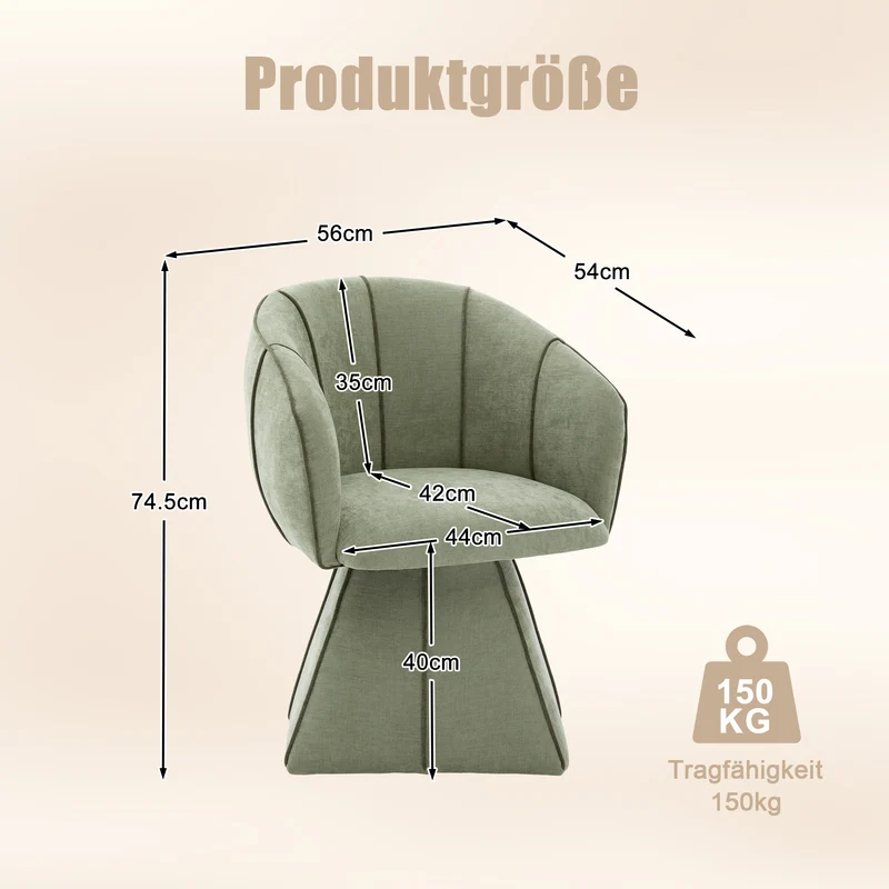 Fauteuil pivotant 360° en chenille vert olive dossier haut 56x54x74,5cm FLEX CONTAINER