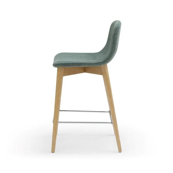 Chaise snack tissu vert Pied en Frêne naturel