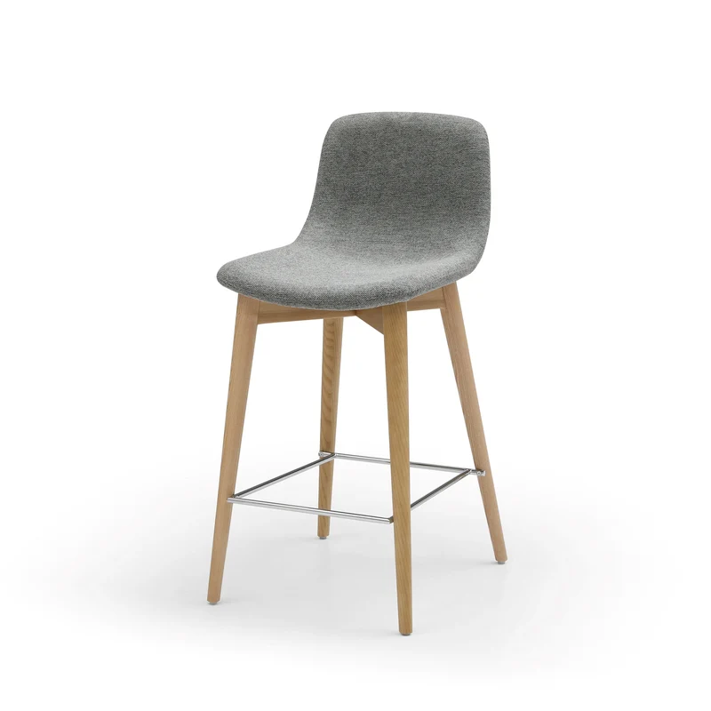 Chaise snack tissu gris Pied en Frêne naturel