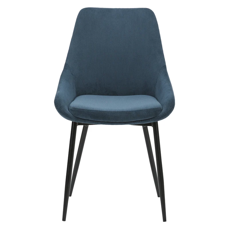 Chaise en velours côtelé bleu figuerolles
