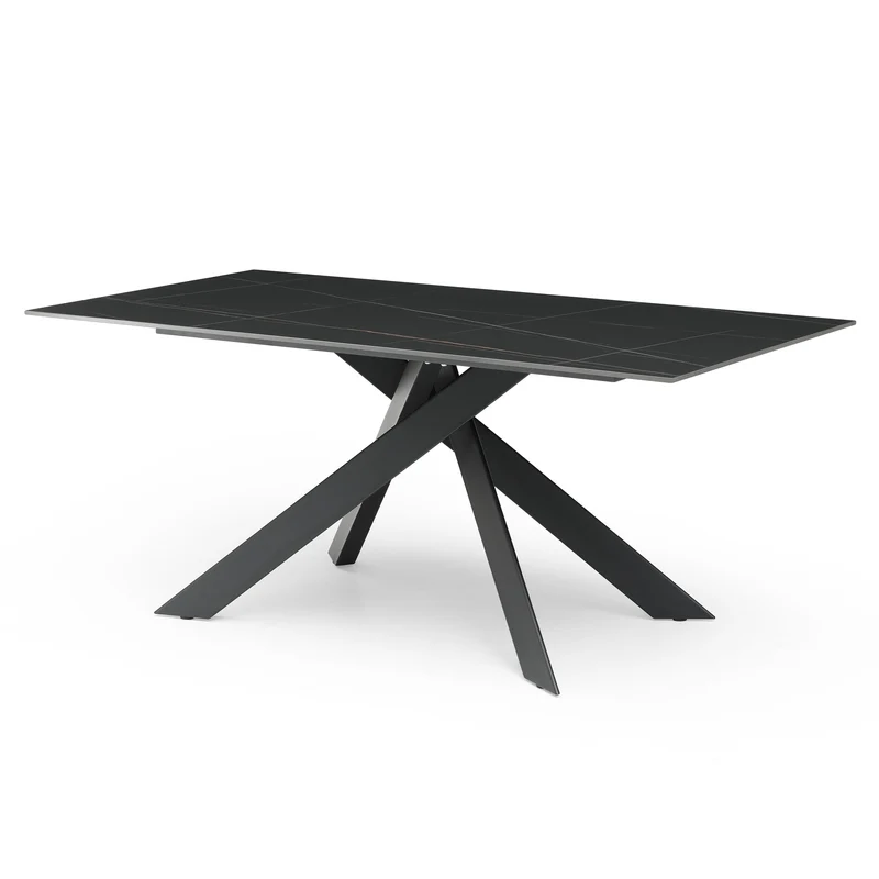 Table repas 180cm céramique Nero Dorato Mat noire