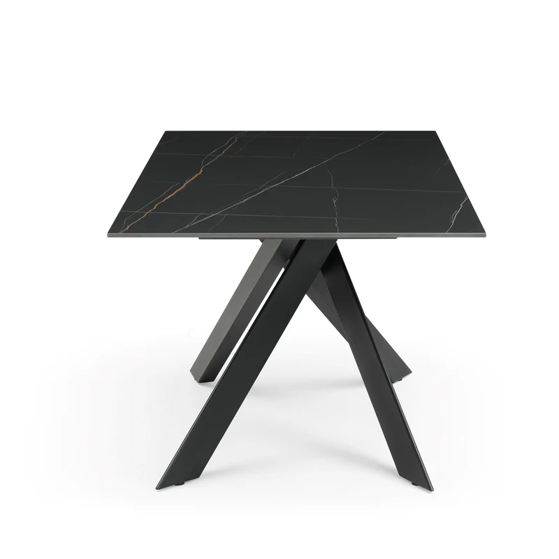 Table repas 180cm céramique Nero Dorato Mat noire