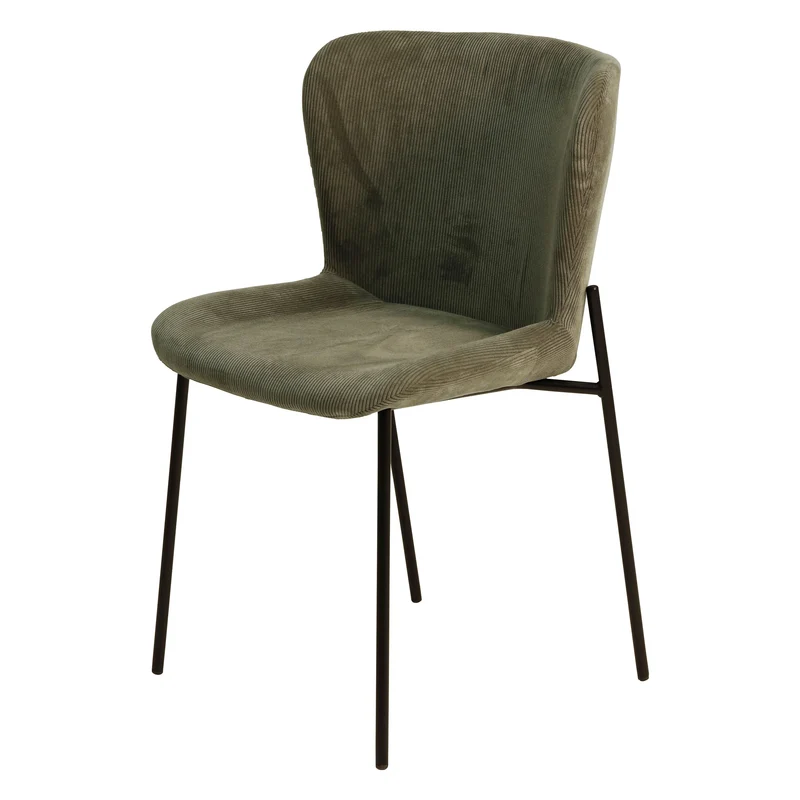 Chaise repas velours côtelé vert amande