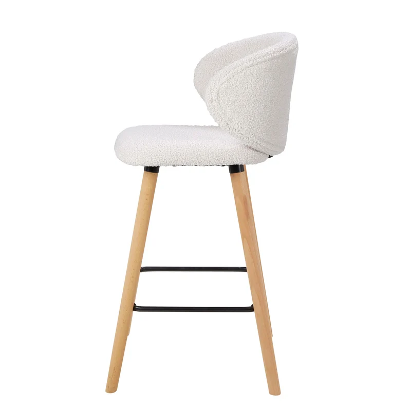 Chaise snack tissu effet laine bouclette blanche