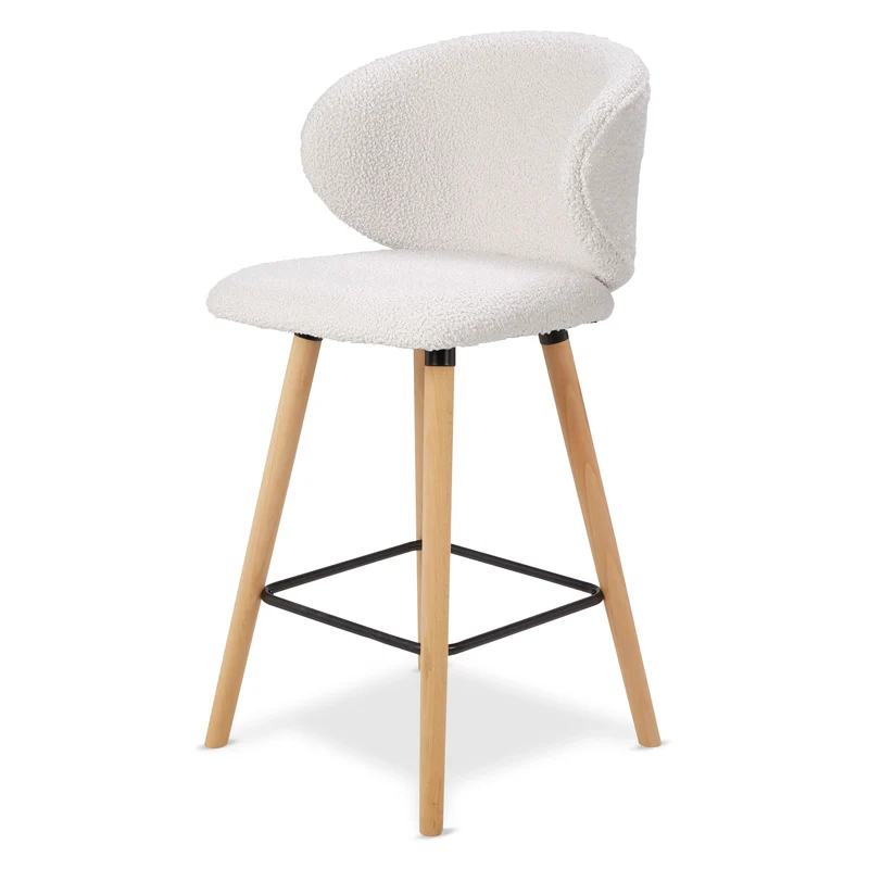Chaise snack tissu effet laine bouclette blanche