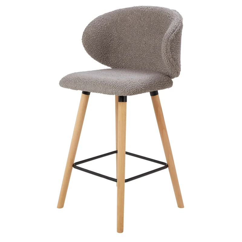 Chaise snack tissu effet laine bouclette taupe