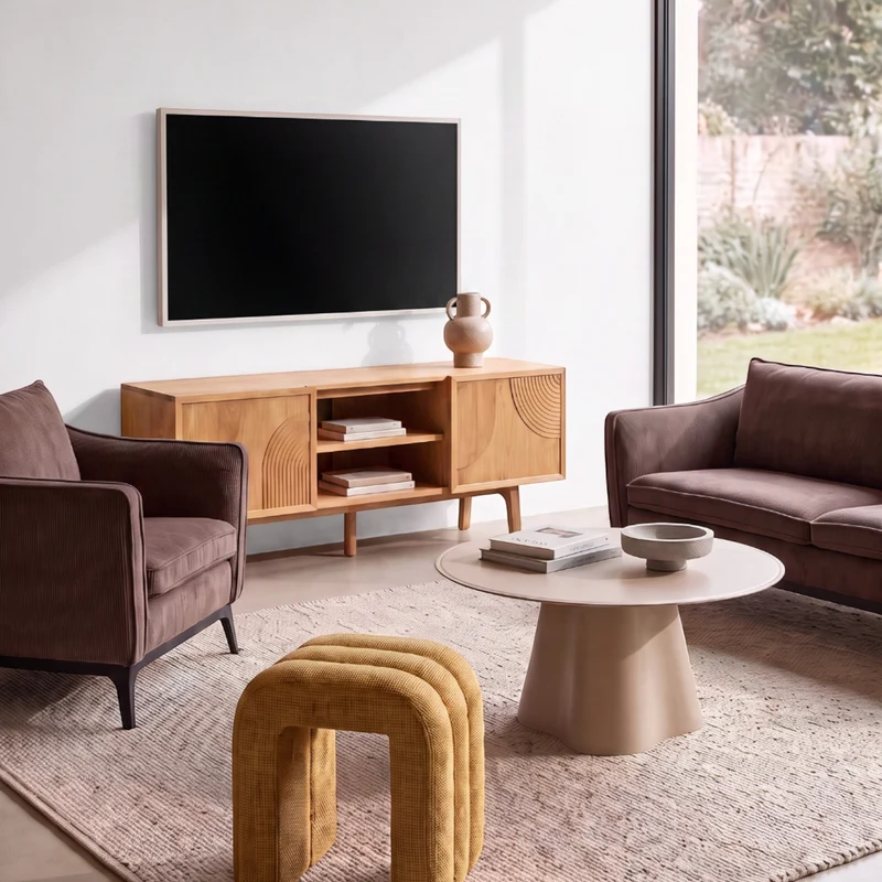 Meuble télé 140cm chêne naturel