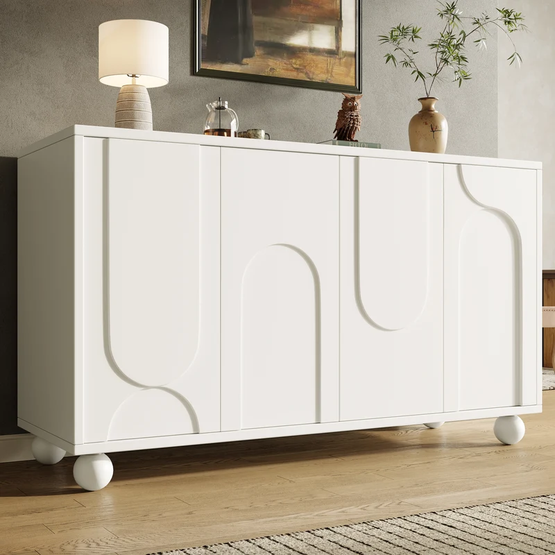 Buffet moderne blanc motif U 120x35x71cm ALIGNLNE