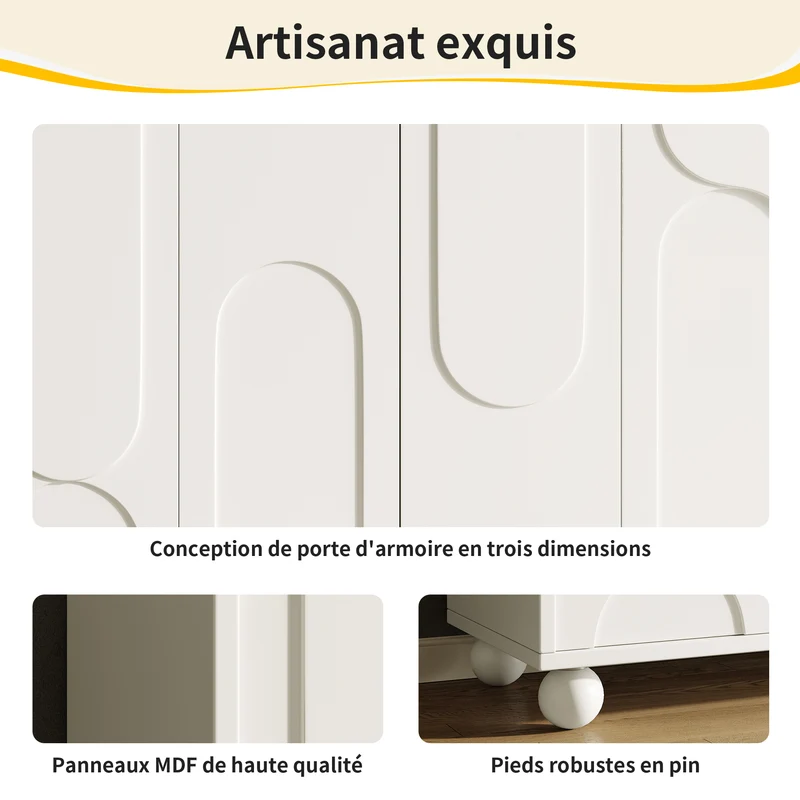 Buffet moderne blanc motif U 120x35x71cm ALIGNLNE