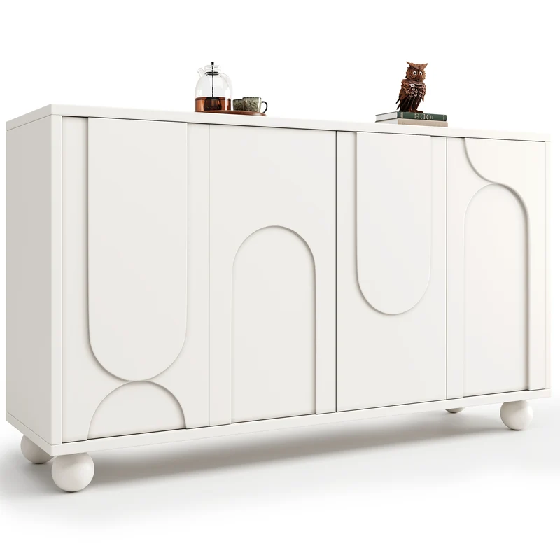 Buffet moderne blanc motif U 120x35x71cm ALIGNLNE