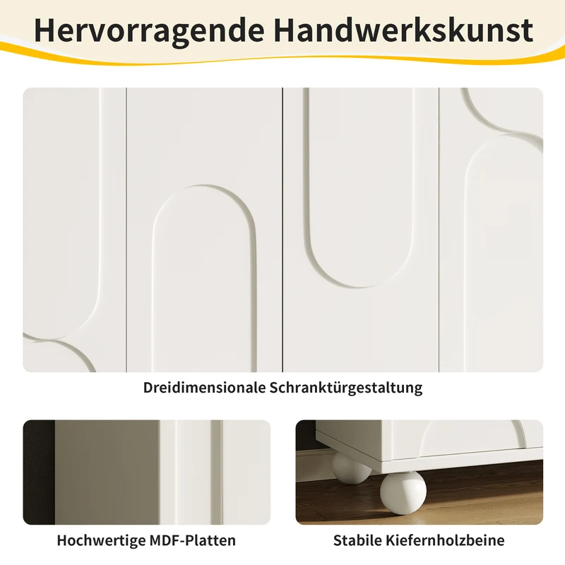 Buffet moderne blanc motif U 120x35x71cm ALIGNLNE