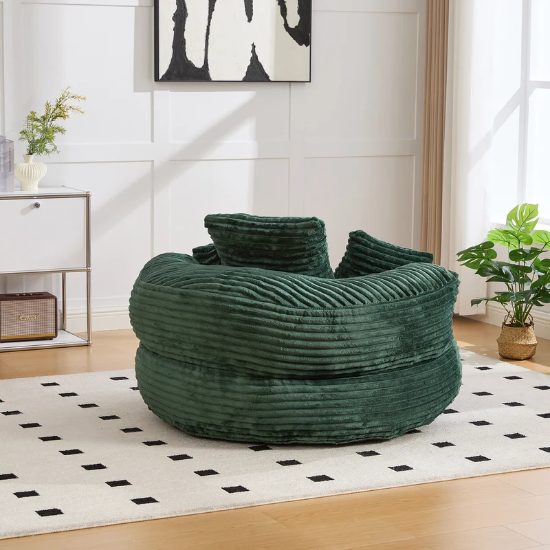 Canapé chauffeuse fauteuil rond en velours côtelé chenille vert olive fauteuil lounge KAMECONE