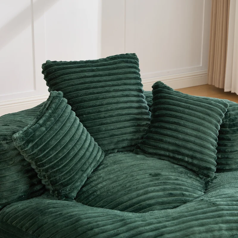 Canapé chauffeuse fauteuil rond en velours côtelé chenille vert olive fauteuil lounge KAMECONE