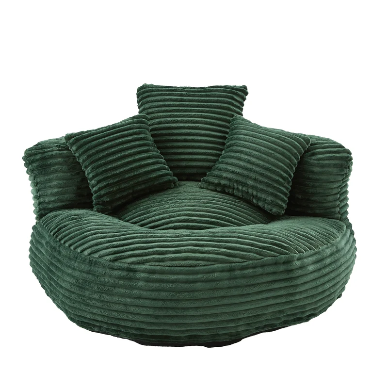 Canapé chauffeuse fauteuil rond en velours côtelé chenille vert olive fauteuil lounge KAMECONE