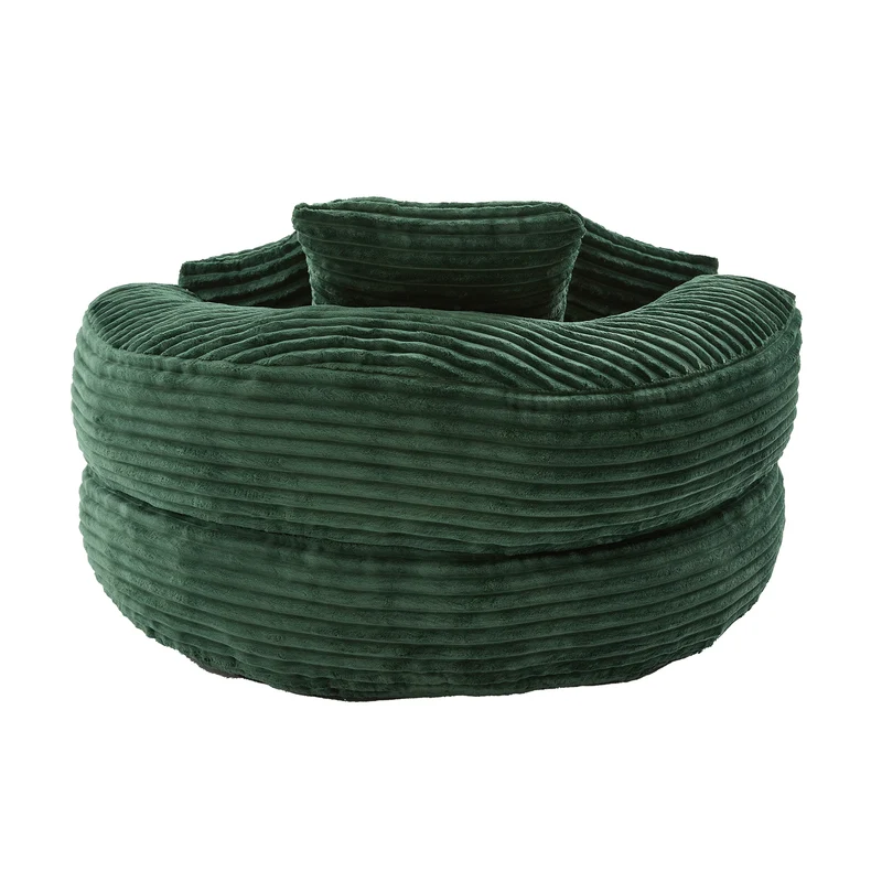 Canapé chauffeuse fauteuil rond en velours côtelé chenille vert olive fauteuil lounge KAMECONE