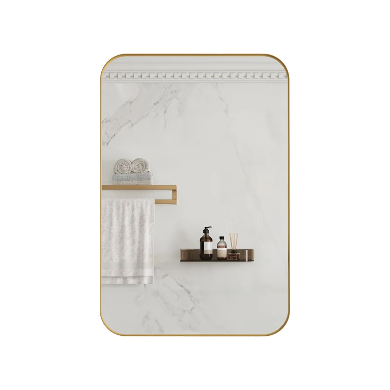 Armoire de toilette murale miroir rectangulaire dorée 76x51cm TOADSTOOLCAP