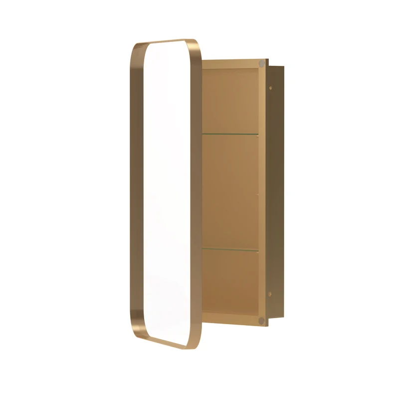 Armoire de toilette murale miroir rectangulaire dorée 76x51cm TOADSTOOLCAP