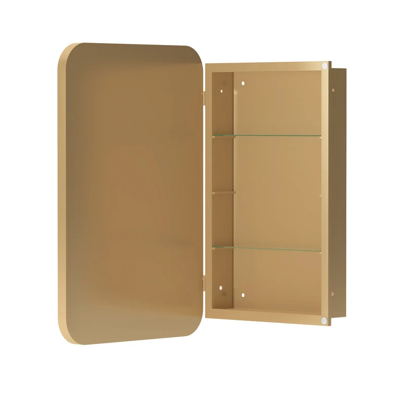 Armoire de toilette murale miroir rectangulaire dorée 76x51cm TOADSTOOLCAP