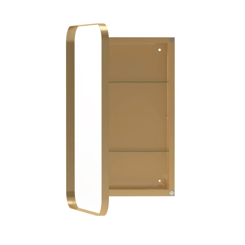 Armoire de toilette murale miroir rectangulaire dorée 76x51cm TOADSTOOLCAP