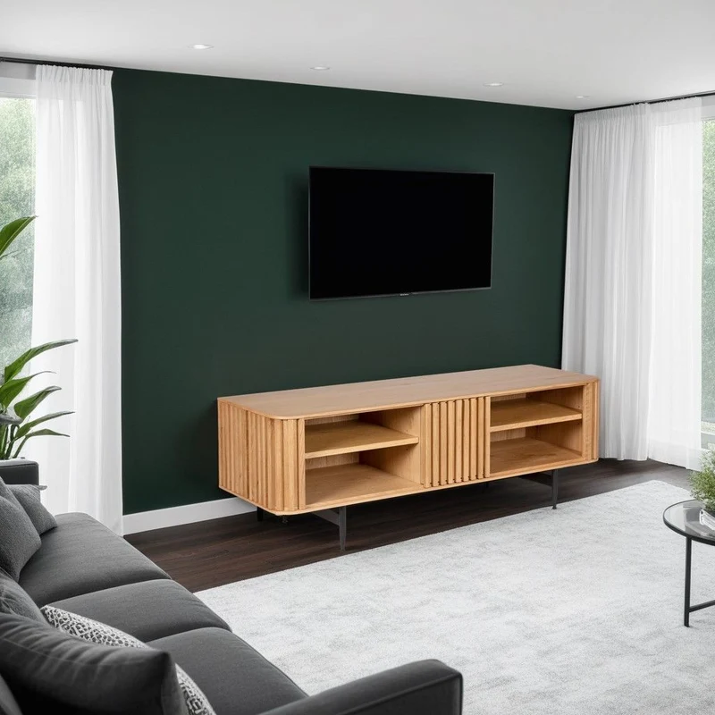 Meuble télé 4 niches chêne naturel