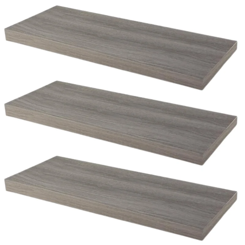 Étagère murale invisible 600mm - Lot de 3 - Chêne gris